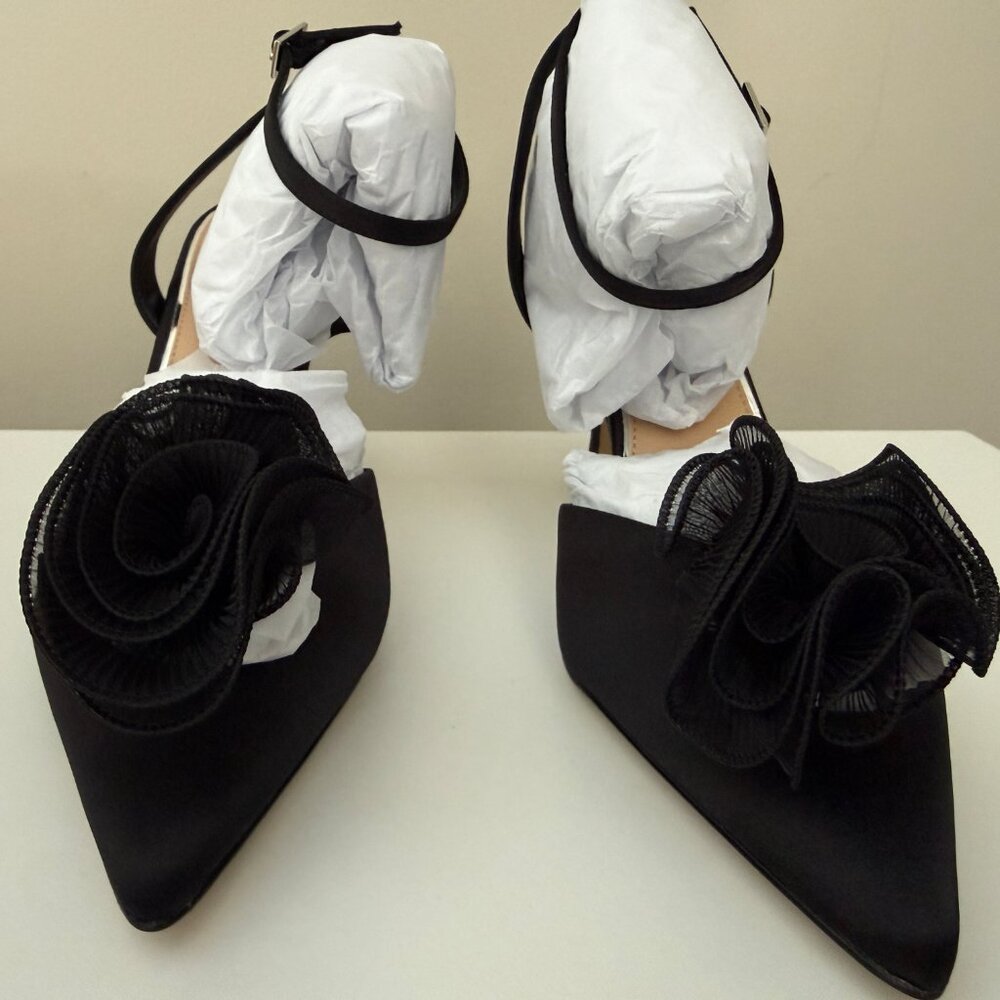 New in Box Jewel Badgley Mischka Taylee Black Ankle Strap Stiletto Heels 10 - Picture 5 of 12